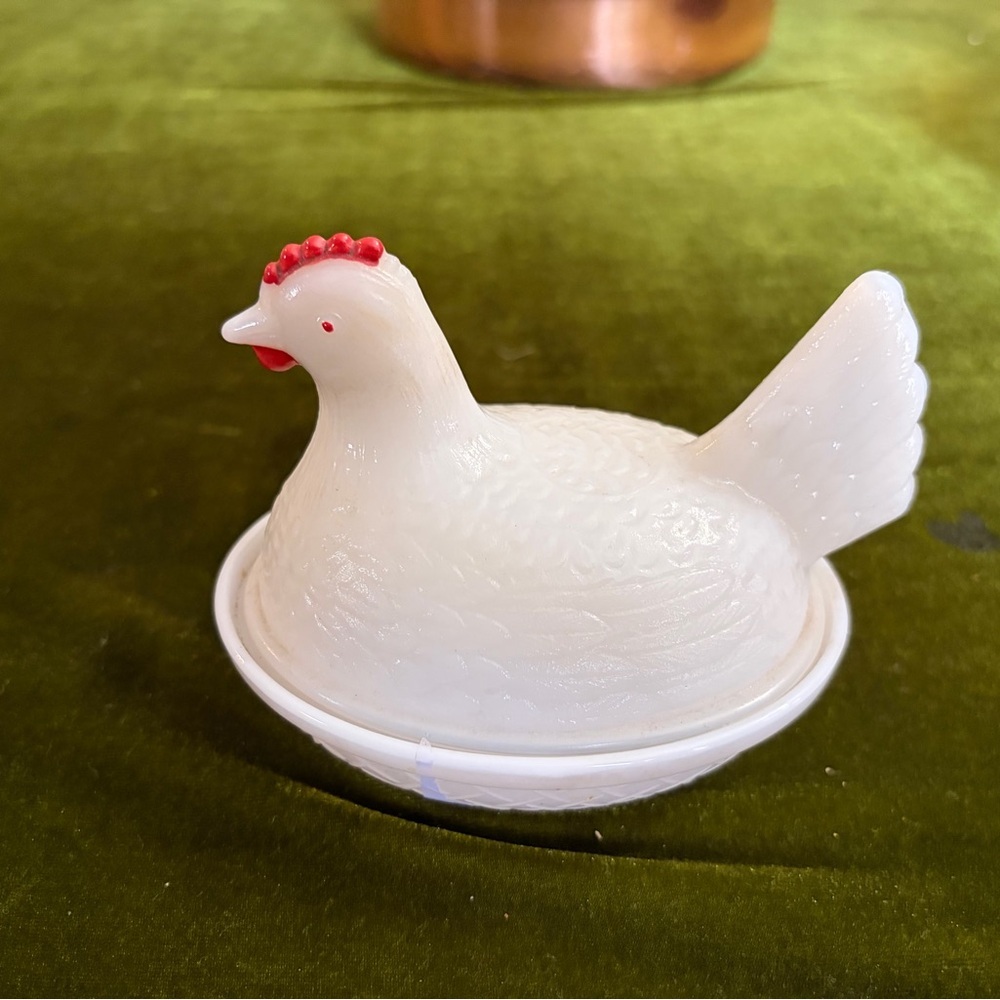 White Ceramic Hen Dish